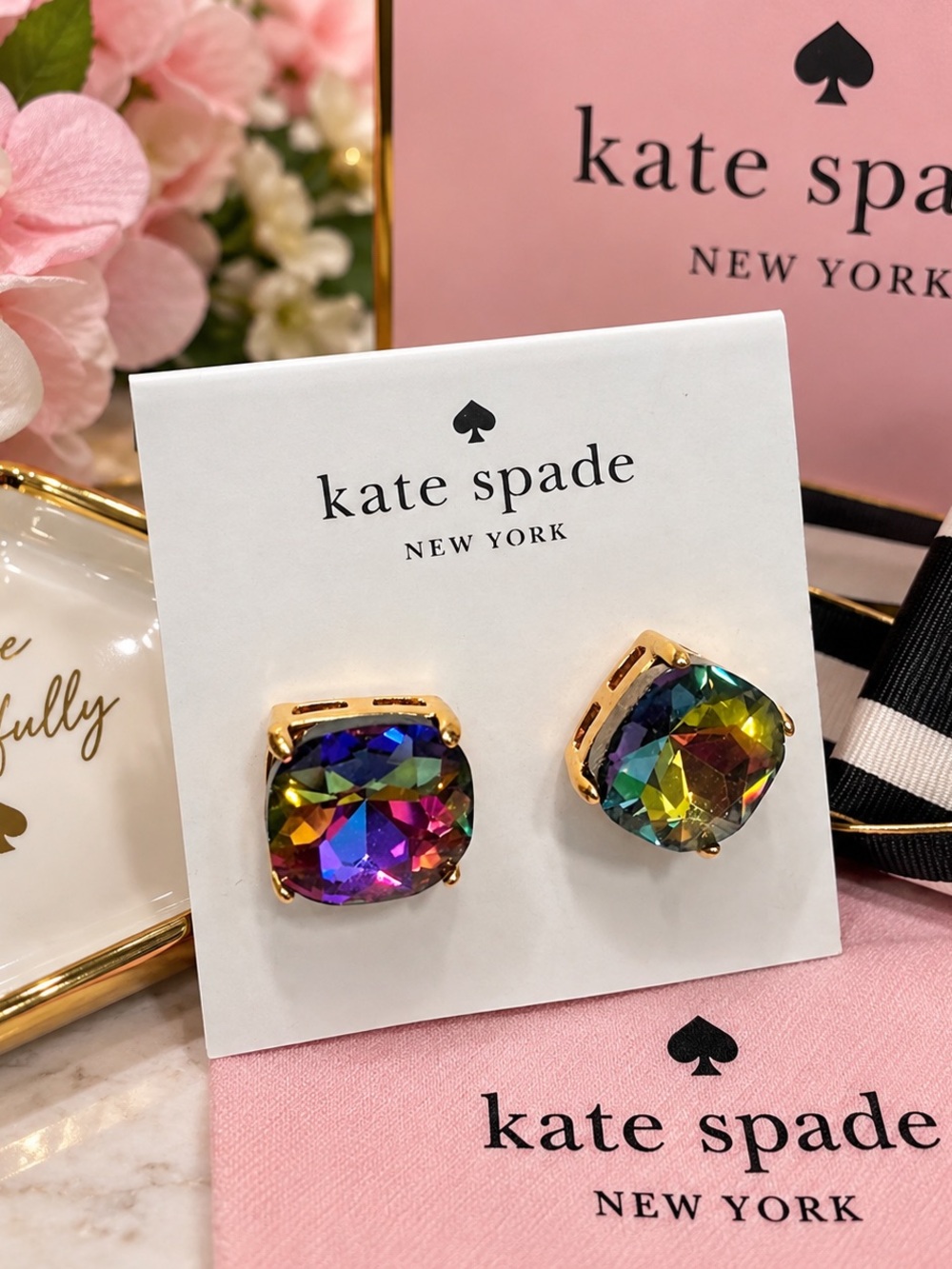 ✨ NWT Kate Spade New York Rainbow Iridescent Crystal Stud Earrings